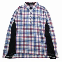 le coq sportif ルコックスポルティフ ゴルフウェア QG1476 チェック柄 切替 ストレッチ シャツ 長袖 サイズM メンズ 【中古】