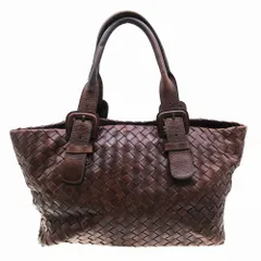 SAZABY サザビー 編み込み レザー トートバッグ ショルダー 肩掛け 本革 カバン 鞄 ブラウン 茶色 レディース 【中古】