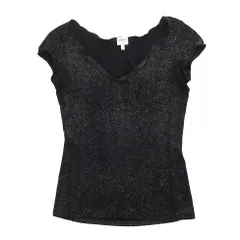 ARMANI COLLEZIONI アルマーニコレツォーニ ラインストーン Vネック 半袖 カットソー プルオーバー サイズL レディース 【中古】