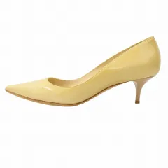 JIMMY CHOO ジミーチュウ パンプス パテントレザー ポインテッドトゥ シューズ 靴 37 23.5cm イエロー系 レディース 【中古】