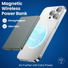 Magsafe マグネット式 モバイルバッテリー 5000mAh 超薄型 8.6mm ワイヤレス PSE認証済み マグセーフ充電器