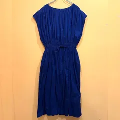 かぐれ コットンボイルギャザーワンピース ブルー