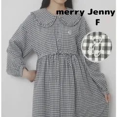 merry Jenny メリージェニー bear刺繍ワンピース ギンガムチェックワンピース 長袖 ロング フリーサイズ