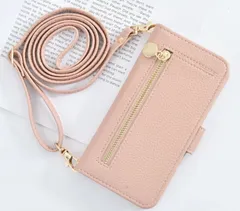 ★iphone 15ケース ショルダー スマホケース 手帳型 ショルダー タイプiphone 韓国 斜めがけ 肩掛け カワイイ 可愛い カード収納 ショルダー付 アプリコットピンク