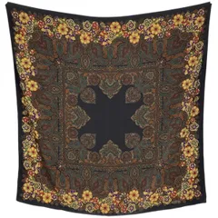 シャネル CHANEL ロゴ スカーフ 大判 アクセサリー スカーフ シルク ブラック マルチカラー レディース 【中古】