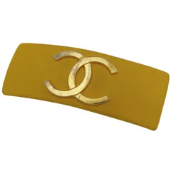 シャネル CHANEL ココマーク バレッタ CCマーク 髪留め 髪飾り ヘアクリップ バレッタ レザー イエロー レディース 【中古】