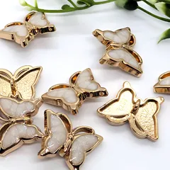 ボタン　飾りボタン　足つきボタン　デザインボタン　金　ちょうちょ　蝶　バタフライ　服飾　金属ボタン　ハンドメイド　DIY　材料　素材　パーツ　アクセサリー　ピンク　5個入り