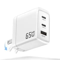 新品 PD 充電器 65W type-c 急速充電器 【3台同時に急速充電・超軽量】タイプc GaNIII技術 携帯充電器 3ポート「各Cポートで65W」スマホ充電器 小型 折りたたみ式プラグ 旅行に最適【PSE認証済/PD3.0/QC3.0/PPS対応】Ma