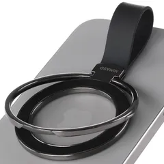 新品 NIMASO スマホリング Magsafe対応 マグセーフ リング 薄型 シリコンバンド スマホ落下防止 角度調整可能 スタンド機能 バンカーリング 磁気増強 メタルリング付き iPhone16/15シリーズ、Androidなど全機種対応(ブラック)DZ