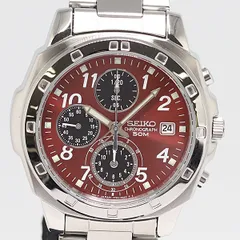 デッドストック級 稼働 セイコー クロノグラフ 7T92-0CA0 QZ レッド文字盤 メンズ腕時計 0528000 10ETT ABC16878 SMZ