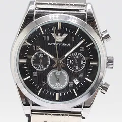 デッドストック級 保/箱付 稼働 エンポリオアルマーニ クロノグラフ AR-1818 QZ 黒文字盤 メンズ腕時計 2908000 10NBG ABC16891 SMZ