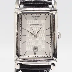 デッドストック級 保/箱付 稼働 良品 エンポリオアルマーニ AR-9019M QZ シルバー文字盤 メンズ腕時計 2908000 10NBG ABC16910 SMZ
