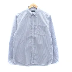 グリーンレーベルリラクシング ユナイテッドアローズ green label relaxing カジュアルシャツ ボタンダウン 長袖 ストライプ柄 M 青 ブルー オフホワイト /HO44