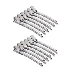 【送料無料】12本セット ダッカール ヘアクリップ プロ用 美容業界 美容師 前髪 業務用 強力 跡がつかない 髪留め ヘアピン ワニクリップ ステンレスシルバー（9.5cm）