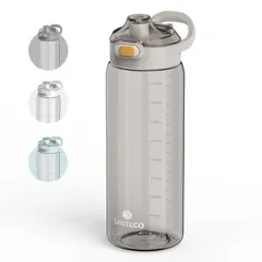 【送料無料】SANTECO 水筒 1000ML 直飲み ボトル 1リットル 米国Tritan BPAフリー 超軽量 携帯便利 おしゃれ 洗いやすい キャリーハンドル付き おしゃれ スポーツ (??色)
