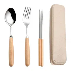 【送料無料】箸 スプーン フォーク セット 弁当用箸スプーンフォークセット ステンレス鋼箸 お弁当 滑らない箸 女の子 男の子 大人 子供 アウトドア食器セット 遠足 キャンプ アウトドア 釣り 旅行用 結婚祝い 新築祝い 操作簡単 携帯便利 長持ち