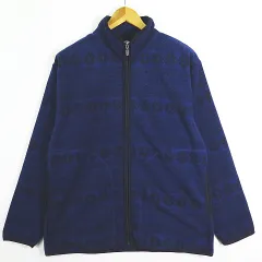 コンバース CONVERSE フリースジャケット 長袖 ジップアップ LL ノルディック柄 ブルー 2sa6810のサムネイル