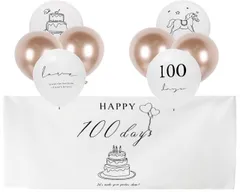 【送料無料】100日記念 飾り付けセット 9点セット happy100days 100日誕生日 風船 バースデー 装飾 (B)