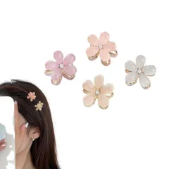 【送料無料】EZ PEACH セッ花々 mini バンスクリップ ミニ ヘアアクセサリー レディース ヘアクリップ 小さめ 髪留め ヘアピン 髪飾り 小さい 小さめ ボブ 可愛い アクセサリー 4個セット (D)