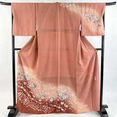 訪問着 身丈163cm 裄丈68cm L 袷 落款 辻が花 ぼかし ピンク 正絹 名品 【中古】