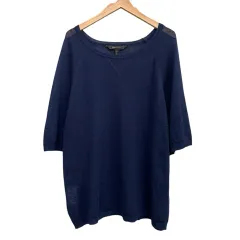 ビーシービージーマックスアズリア BCBGMAXAZRIA ニットカットソー カシミヤセーター ラグランワイド袖 プルオーバー ネイビー サイズM  のサムネイル