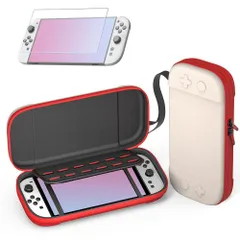 【新着商品】カバー 保護ケース EVA 用 収納バッグ 2 防塵 2 防水 Switch 耐衝撃 Ninten-do 軽量 HDガラス強化保護フィルム 全面保護型 1枚 持ち運び便利 ケース+ (Beige) SWITCH