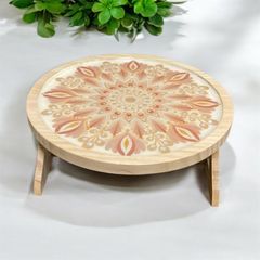 A-壁【昭和レトロ】円形座卓 花柄 オレンジ ピンク ビンテージ - メルカリ