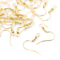 新品 【サージカルステンレス 316】 ピアスフック ゴールド 100個 バネ付き タイプA ハンドメイド 金属アレルギー対策 アクセサリーパーツ