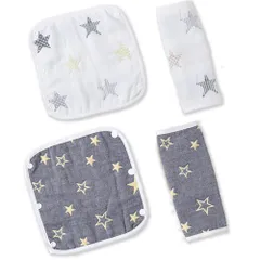 新品 抱っこ紐 よだれカバー 抱っこ紐カバー 胸当て 6重綿ガーゼ 柔らかい 吸水 サッキングパッド 新生児の男の子と女の子にぴったりのかわいいパターン ベビーカーやベビーキャリア用 (4枚入り)