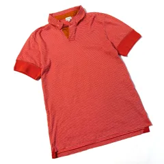 ◎価格交渉OK◎【美品】Paul Smith ポールスミス　半袖　ポロシャツ　ボーダー柄　コットン100%　日本製　オレンジ×ホワイト　M