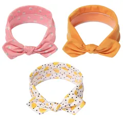 新品 LYXOTO ベビー ヘアバンド ドレス 女の子 服 ヘアアクセサリー ヘアバンド リボン ヘアアクセサリー 髪飾り 結婚式 お祝い ニューボーンフォト 【３点セット 伸縮素材】 (黄色)
