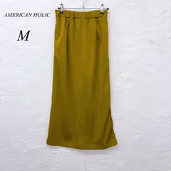 e5721 【アメリカンホリック】レディース ロングタイトスカート M カーキ ストレッチ素材 ウエストゴム仕様 スリット入り