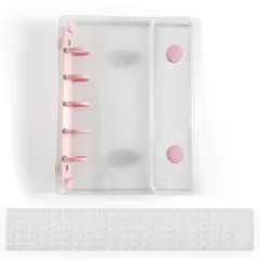 新品 シール帳 M5 透明バインダー ソフトカバー バインダー マイクロ5 立体シール・トレカ・写真収納 クリア リフィル20枚セット シール手帳 はがせる 女の子向け ピンク