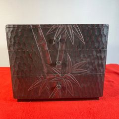 昭和レトロ 手彫り薔薇 小引き出し 3段 小物入れ ミニチェスト 古道具