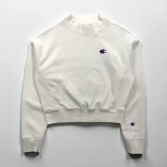 Champion リバースウィーブ REVERSE WEAVE ハイネック クロップド スウェット トレーナー XL ホワイト 青単タグ 復刻 短丈
