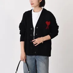 AMI ALEXANDRE MATTIUSSI AMI DE COEUR アミパリス カーディガン Ami De Coeur メリノウールフェルトニット カーディガン UKC367 018 レディース ユニセックス ブラック レッド ウール
