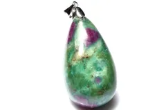 【１点物】シルバー925◇希少共生 ルビーインフックサイト　32x18mm　ドロップ ペンダントトップ パワーストーン 天然石 _PC6563