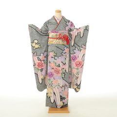 希少□水色系◇振袖7点セット163cm水色フルセット成人式正絹総絞り風