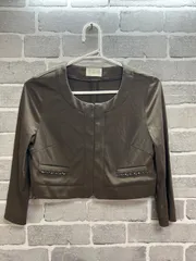 【F9-71】◇ Harrods サイズ不明　クロップドジャケット　薄手　茶色　レディース