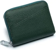 grooblue ミニ財布 レディース 小銭入れ 二つ折り財布 カードケース 大容量 コインケース メンズ クレジットカード スキミング防止 くすみカラー レザー 本革 牛革 カード入れ ミニウォレット (グリーン)