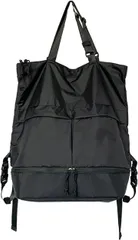 grooblue 2WAYバッグ トートバッグ リュック 手提げ シューズ収納 リュックサック 多機能デザイン 大容量収納 ナイロン製 (ブラック,  縦約44cmx横約41cmxマチ約16cm)