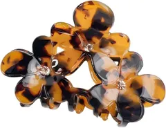 grooblue ヘアクリップ バンスクリップ 髪留め 小さめ 花柄 hair clip ハーフアップ ヘアアクセサリー かみどめ おしゃれ 大人 可愛い (クラシックブラウン)