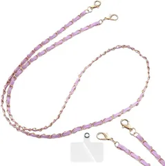 grooblue スマホストラップ ショルダー 首掛け 肩掛け 斜め掛け ネックレスのようなチェーンが可愛い スマホショルダー ネックストラップ 落下防止 (ライトパープル)