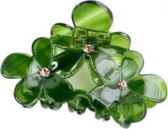 grooblue ヘアクリップ バンスクリップ 髪留め 小さめ 花柄 hair clip ハーフアップ ヘアアクセサリー かみどめ おしゃれ 大人 可愛い (グリーン)