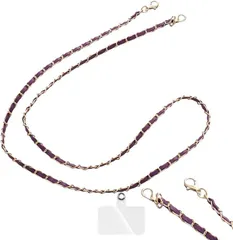 grooblue スマホストラップ ショルダー 首掛け 肩掛け 斜め掛け ネックレスのようなチェーンが可愛い スマホショルダー ネックストラップ 落下防止 (ダークパープル)