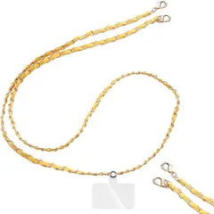 grooblue スマホストラップ ショルダー 首掛け 肩掛け 斜め掛け ネックレスのようなチェーンが可愛い スマホショルダー ネックストラップ 落下防止 (イエロー)