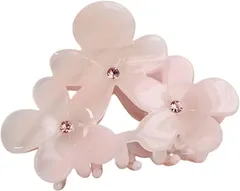 grooblue ヘアクリップ バンスクリップ 髪留め 小さめ 花柄 hair clip ハーフアップ ヘアアクセサリー かみどめ おしゃれ 大人 可愛い (ピュアピンク)