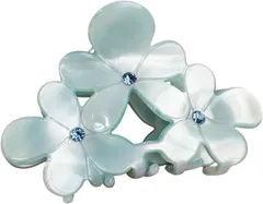 grooblue ヘアクリップ バンスクリップ 髪留め 小さめ 花柄 hair clip ハーフアップ ヘアアクセサリー かみどめ おしゃれ 大人 可愛い (アクアブルー)