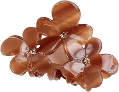 grooblue ヘアクリップ バンスクリップ 髪留め 小さめ 花柄 hair clip ハーフアップ ヘアアクセサリー かみどめ おしゃれ 大人 可愛い (キャラメルブラウン)