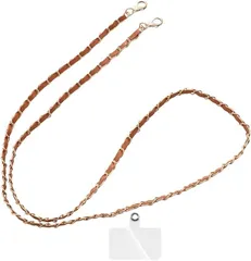 grooblue スマホストラップ ショルダー 首掛け 肩掛け 斜め掛け ネックレスのようなチェーンが可愛い スマホショルダー ネックストラップ 落下防止 (ブラウン)